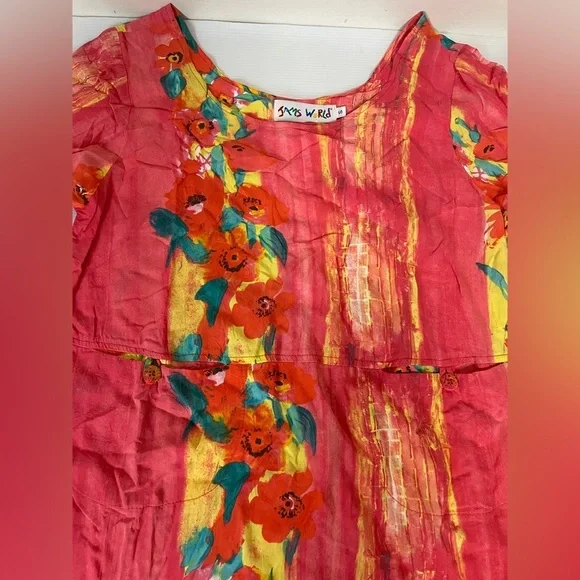 Jams World Fire Daisy Floral MIDI Maxi Dress Pockets Split Size Small - Picture 4 of 10